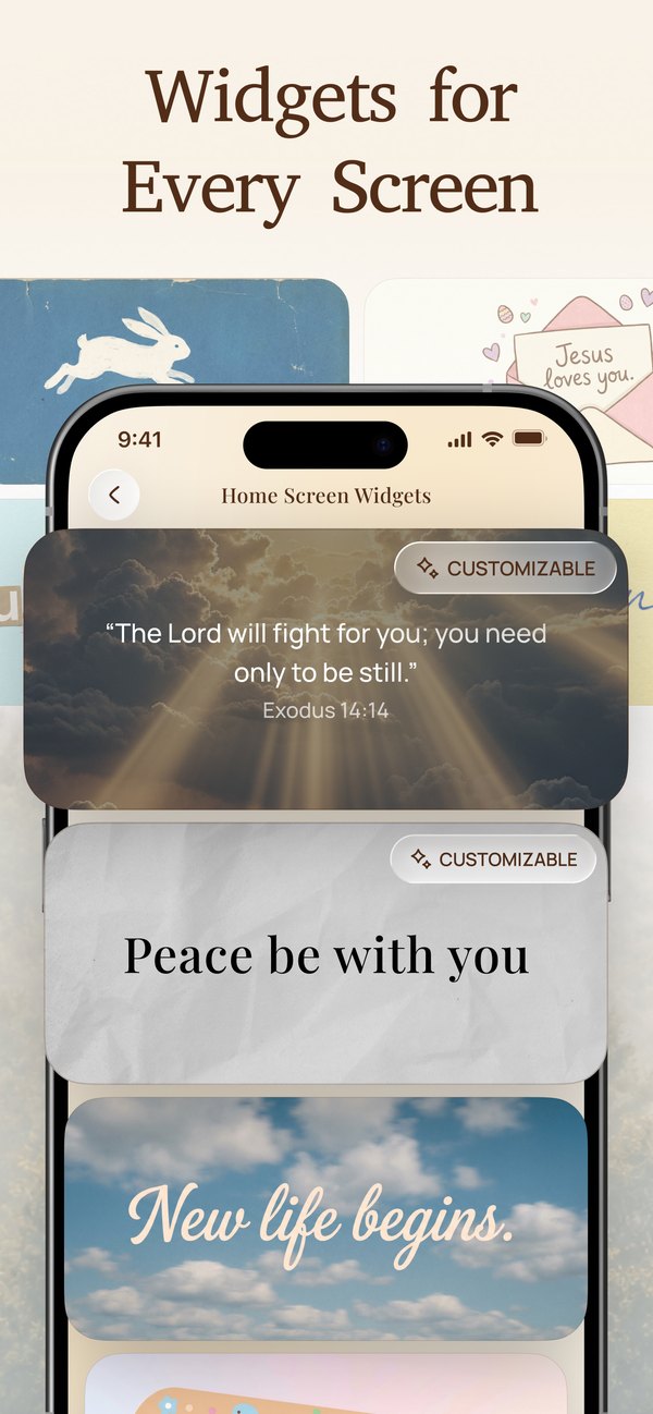 Customizable Home Screen Bible verse widgets on iPhone